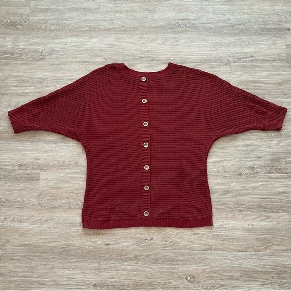 Juniper Ln Maternity Dolman Sleeve Sweater Rust Red Cable Knit Back Buttons Sz M - Picture 3 of 7